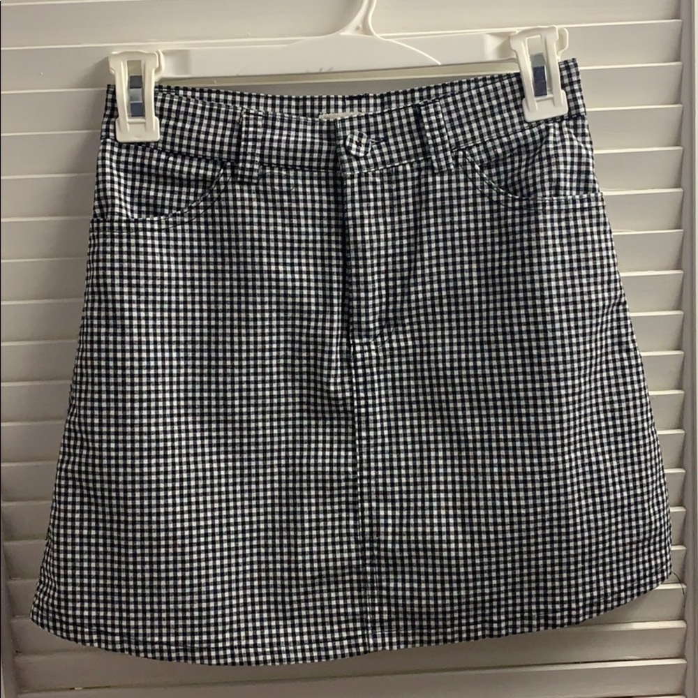 Brandy Melville Navy & White Checkered Mini Skirt